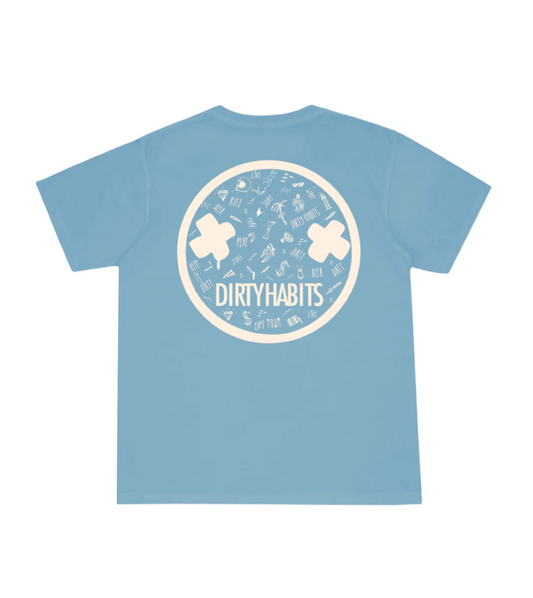 Dirty Habits Doodle Oversize Tee / Cloud Blue